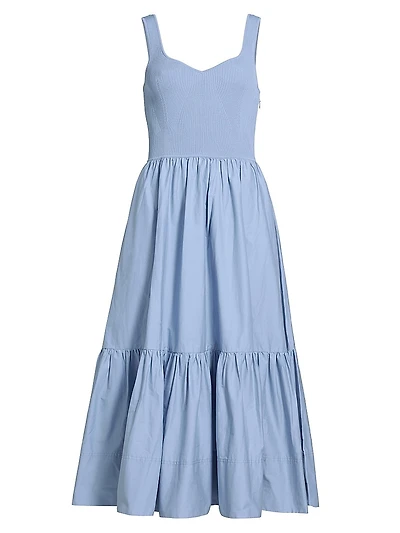 Josephina Mixed Media Tiered Midi-Dress