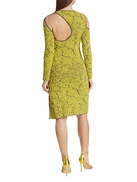 Textured Jacquard Knit Cut-Out Dress