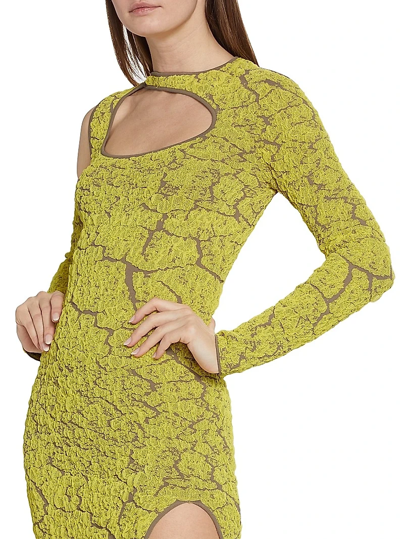 Textured Jacquard Knit Cut-Out Dress