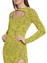 Textured Jacquard Knit Cut-Out Dress