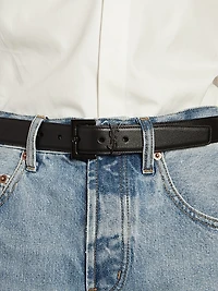 Cassandre Belt with Black Square Buckle in Shiny Box Leather