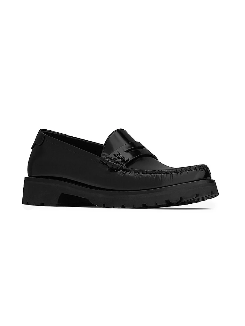 Women's Le Loafers Monogram Penny Slippers Smooth Leather