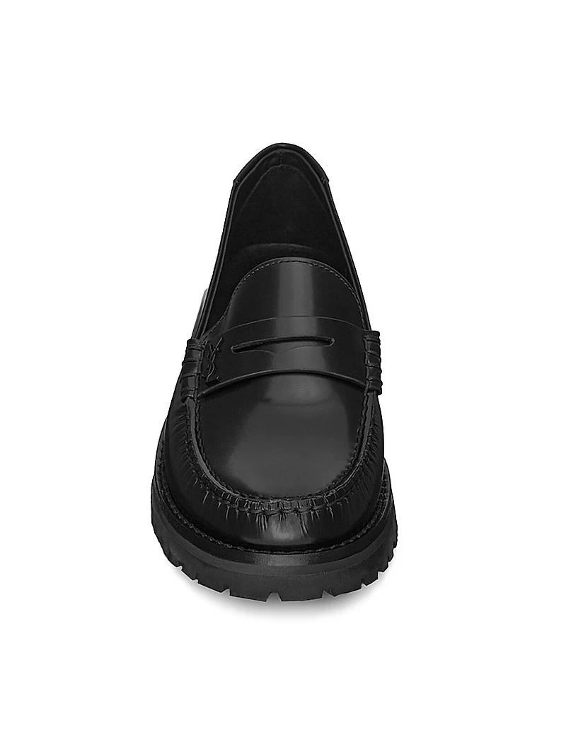 Women's Le Loafers Monogram Penny Slippers Smooth Leather