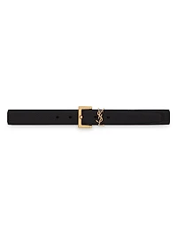 Cassandre Belt with Square Buckle in Grained Leather