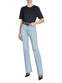 Cassandre Belt with Square Buckle in Grained Leather