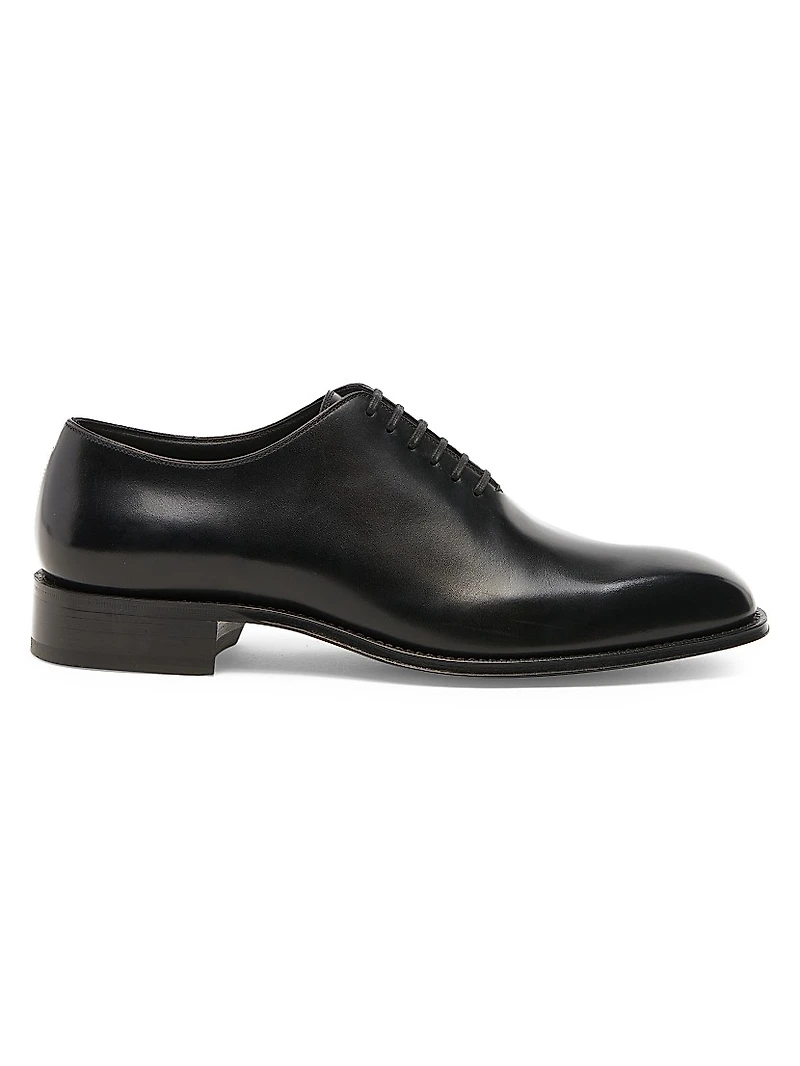 Burnished Leather Lace-Up Oxfords