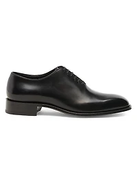 Burnished Leather Lace-Up Oxfords