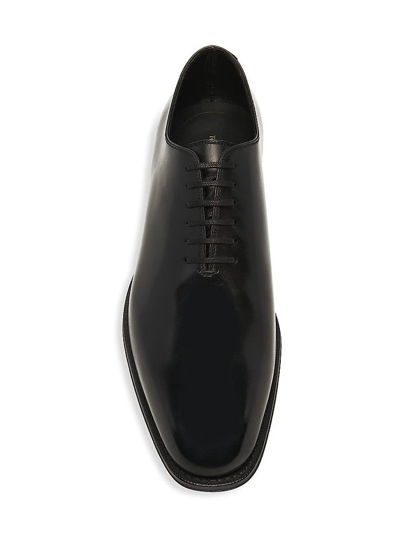 Burnished Leather Lace-Up Oxfords