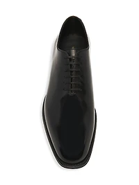 Burnished Leather Lace-Up Oxfords