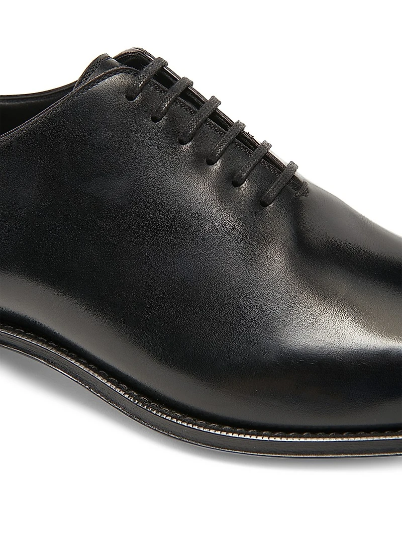 Burnished Leather Lace-Up Oxfords