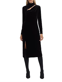 The Veronica Cut Out Midi Velvet Dress
