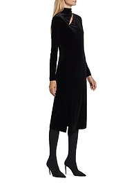 The Veronica Cut Out Midi Velvet Dress