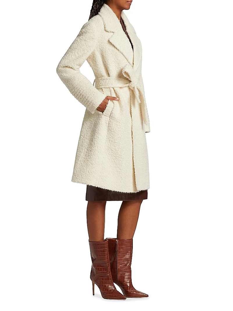 Belted Bouclé-Knit Coat