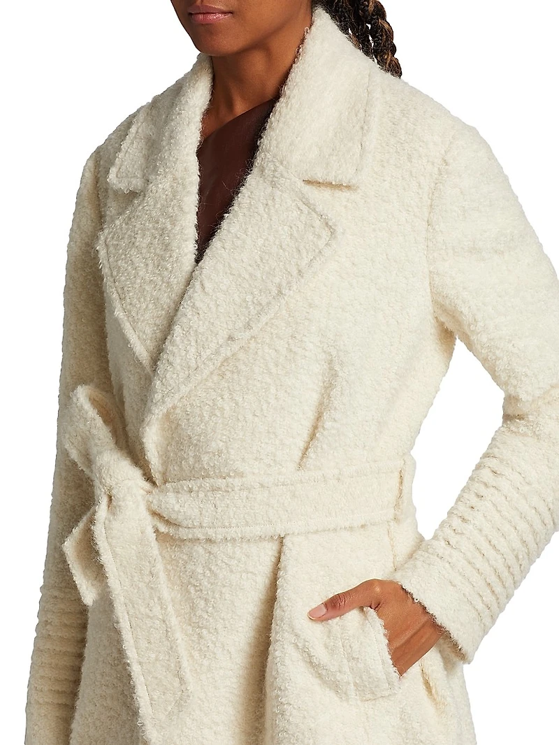 Belted Bouclé-Knit Coat