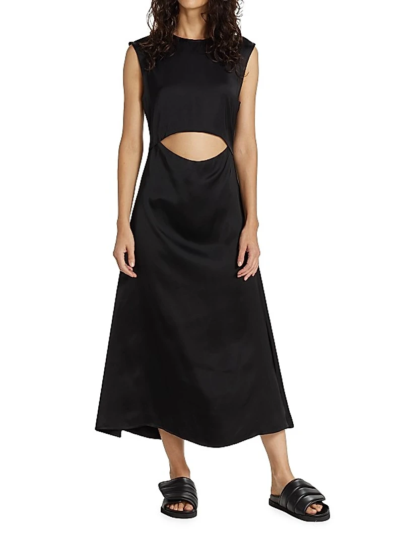 Cut-Out Satin Midi-Dress