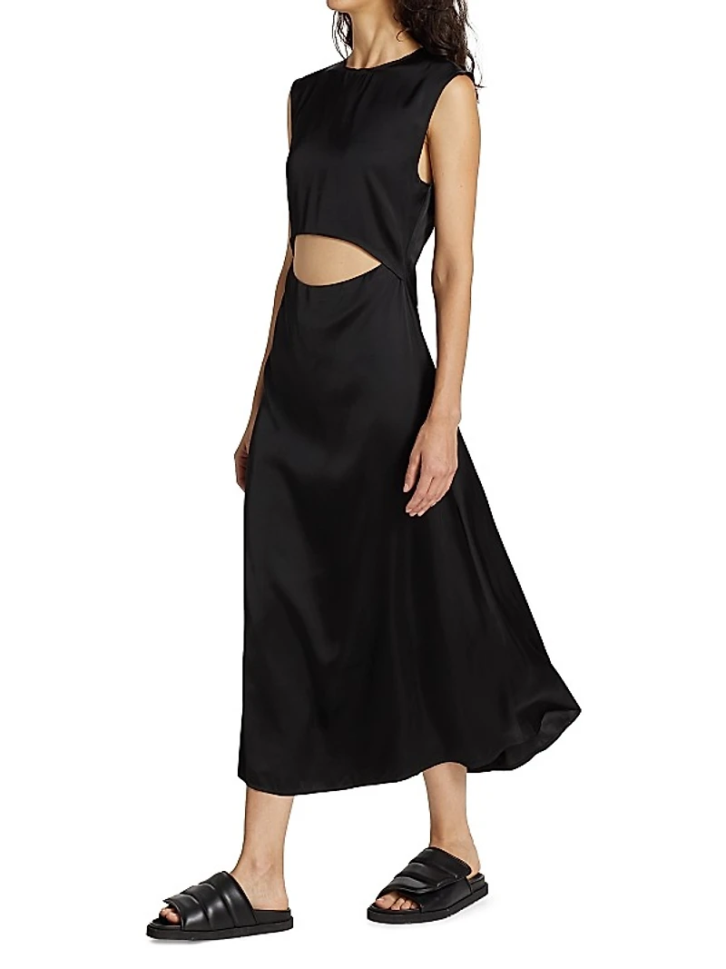 Cut-Out Satin Midi-Dress