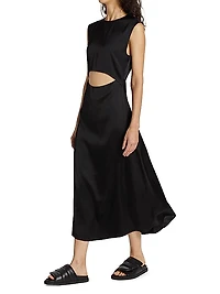 Cut-Out Satin Midi-Dress
