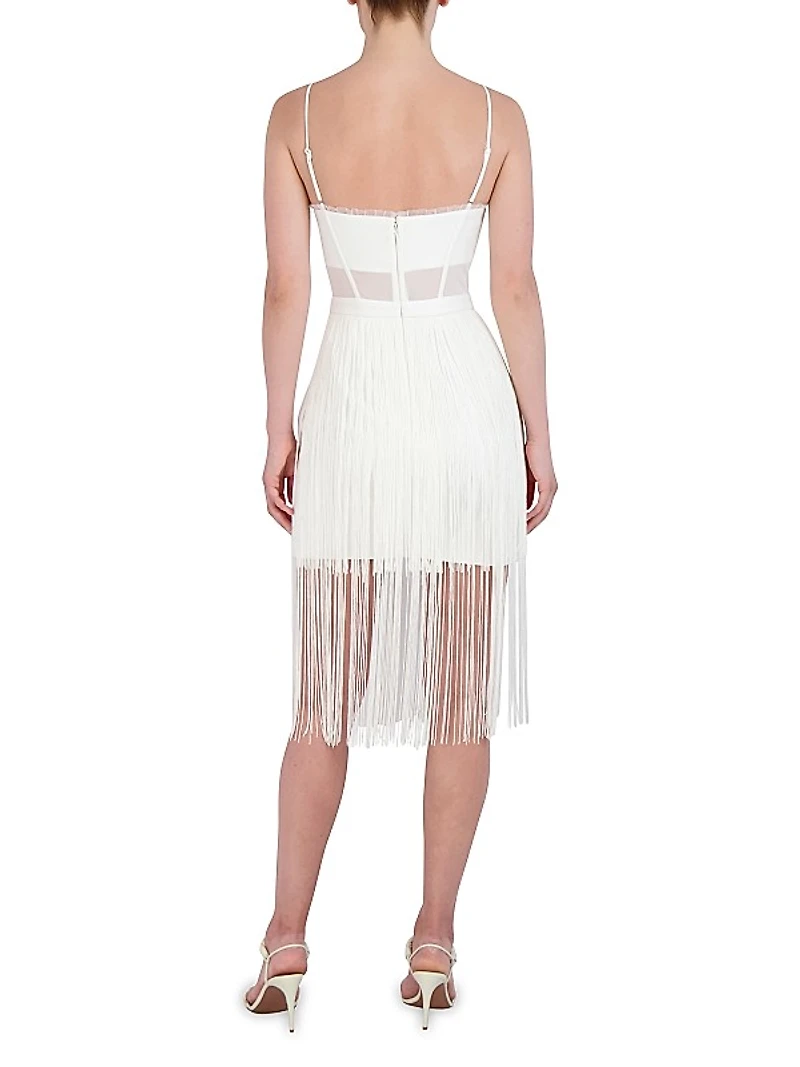 Corset Fringe-Hem Sheath Dress