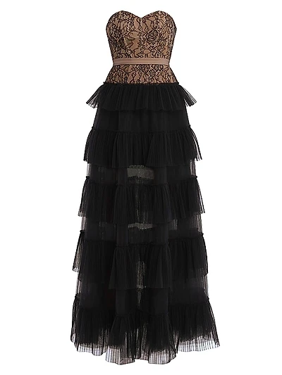 Strapless Lace & Tulle Gown