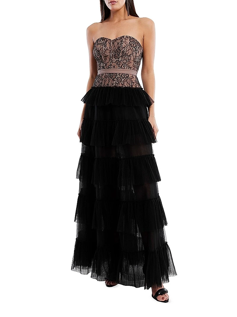 Strapless Lace & Tulle Gown