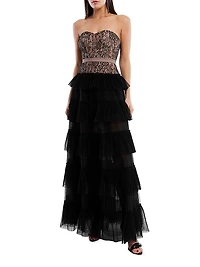 Strapless Lace & Tulle Gown