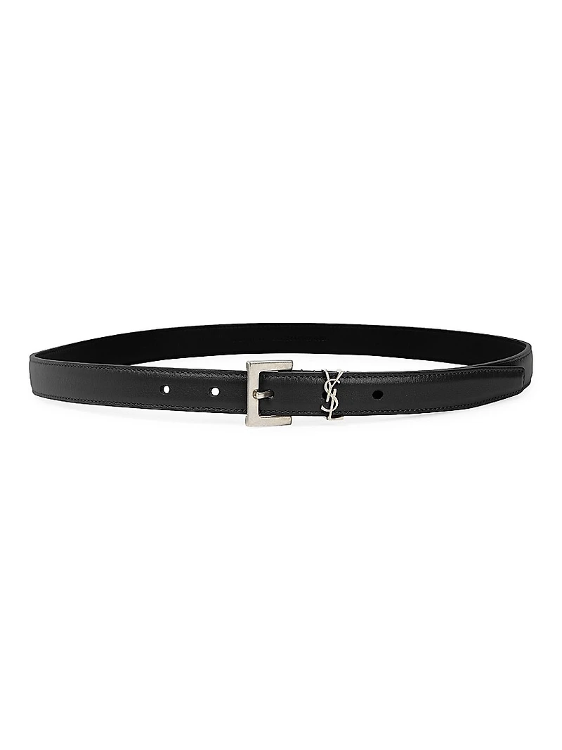Cassandre Thin Belt with Square Buckle Smooth Leather