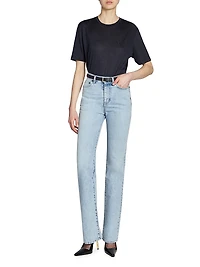 Cassandre Thin Belt with Square Buckle Smooth Leather