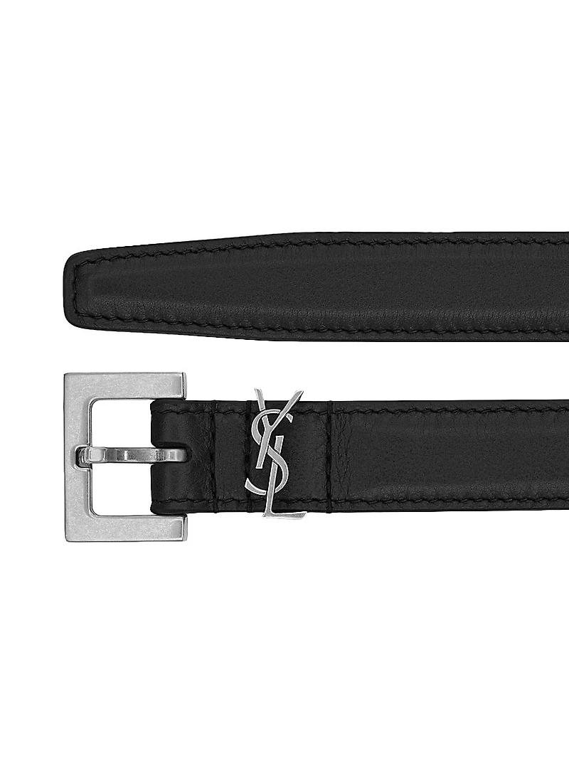 Cassandre Thin Belt with Square Buckle Smooth Leather