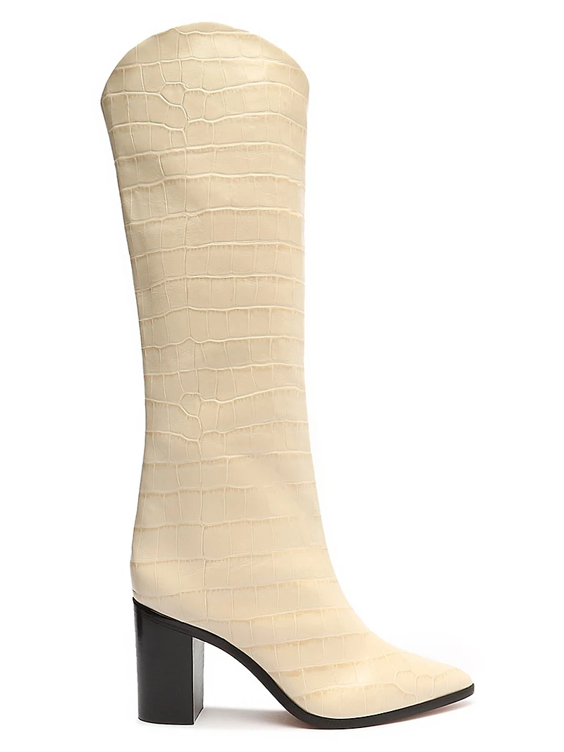 Maryana Croc-Embossed Leather Boots