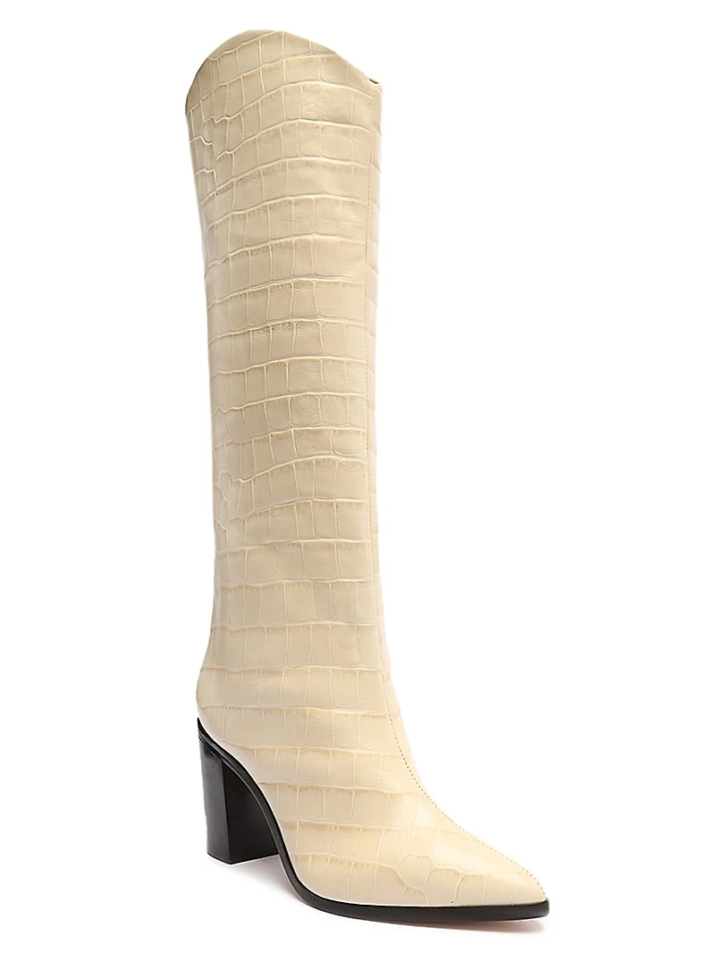 Maryana Croc-Embossed Leather Boots