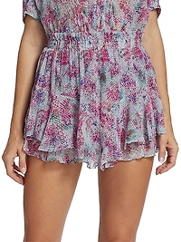 Aboreli Silk Ruffle Tiered Skort