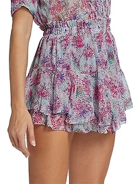 Aboreli Silk Ruffle Tiered Skort
