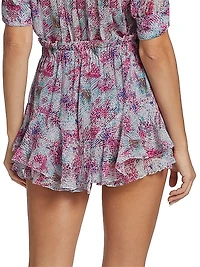 Aboreli Silk Ruffle Tiered Skort