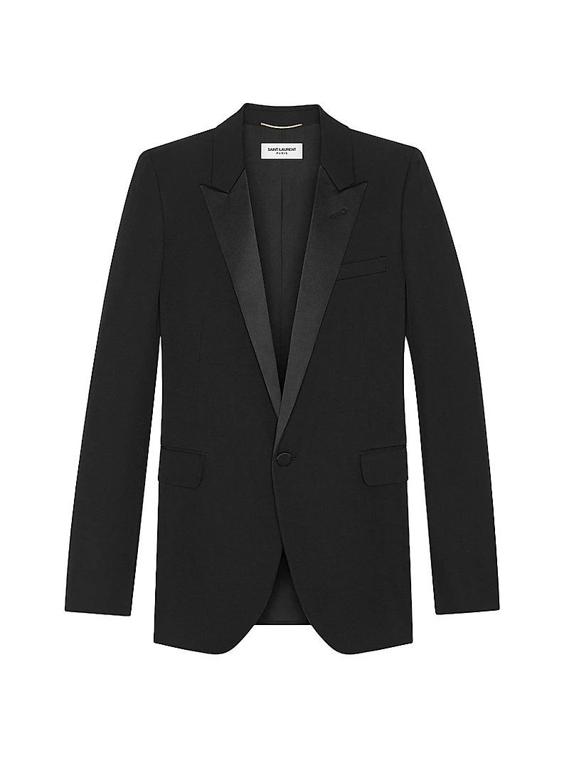 Tube Tuxedo Jacket Grain De Poudre Saint Laurent