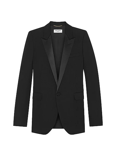 Tube Tuxedo Jacket Grain De Poudre Saint Laurent