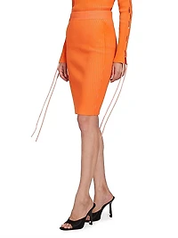 Vanise Lace-Up Knee-Length Skirt
