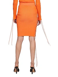 Vanise Lace-Up Knee-Length Skirt