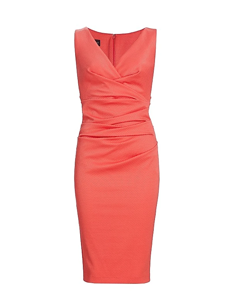 Waffle Pique V-Neck Sheath Dress