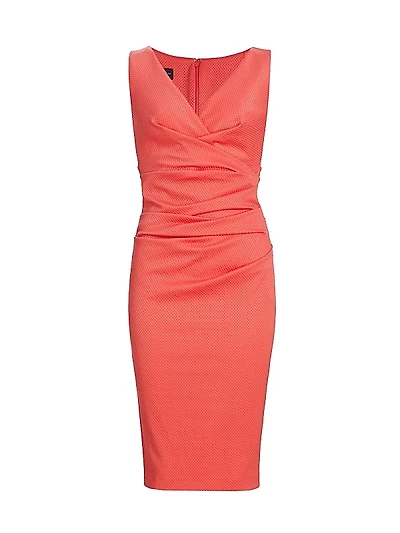 Waffle Pique V-Neck Sheath Dress