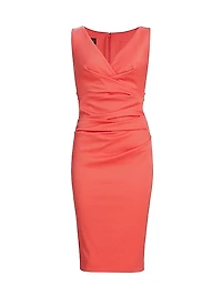 Waffle Pique V-Neck Sheath Dress