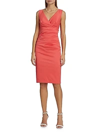 Waffle Pique V-Neck Sheath Dress