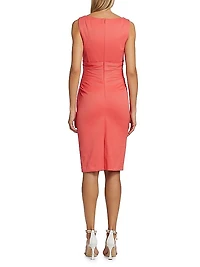 Waffle Pique V-Neck Sheath Dress