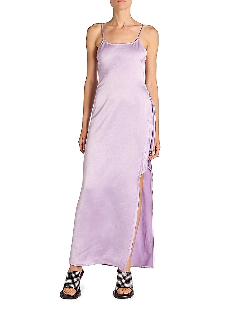 Zip-Hem Satin Cami Dress