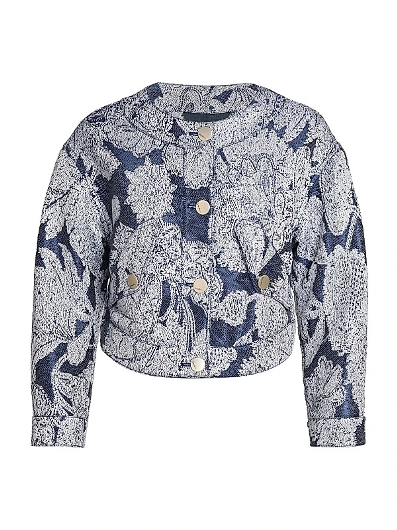 Floral Jacquard Cropped Jacket