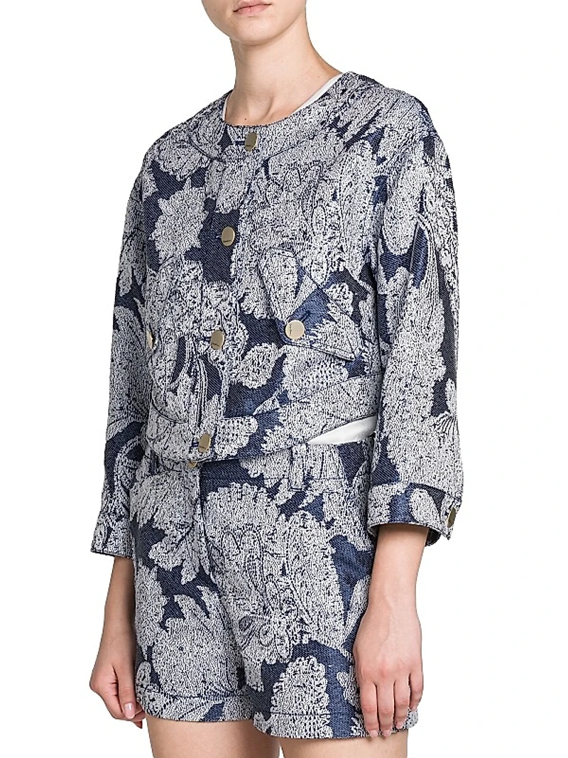 Floral Jacquard Cropped Jacket