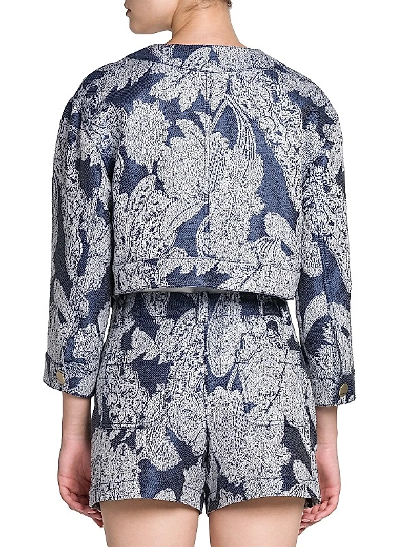 Floral Jacquard Cropped Jacket