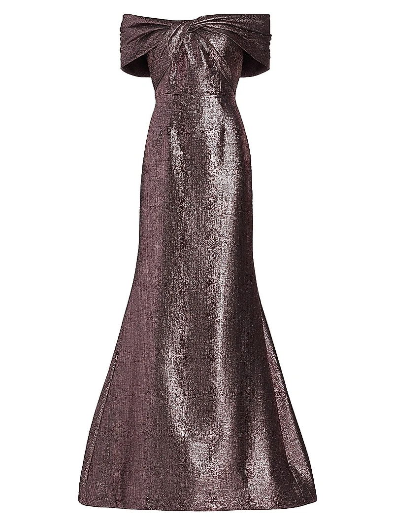 Off-The-Shoulder Metallic Gown