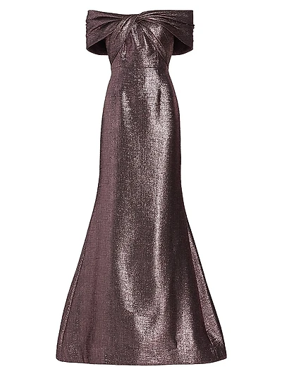 Off-The-Shoulder Metallic Gown
