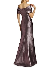 Off-The-Shoulder Metallic Gown