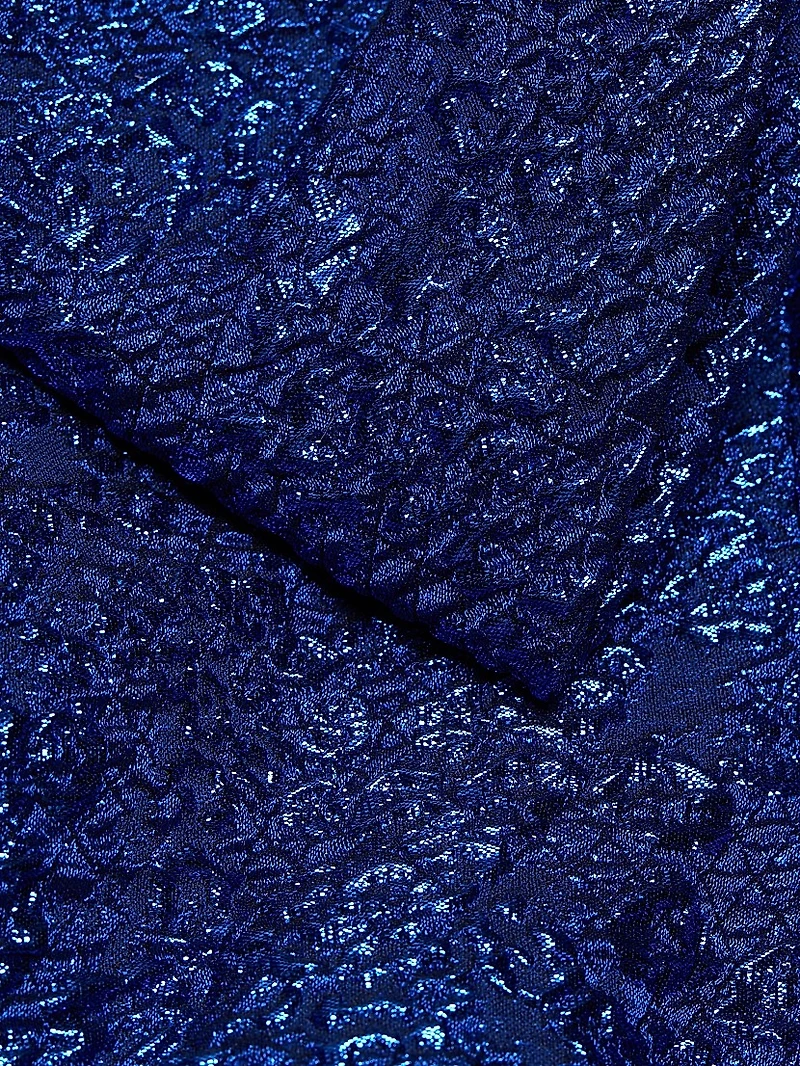 Jacquard-Knit Metallic Bow Gown